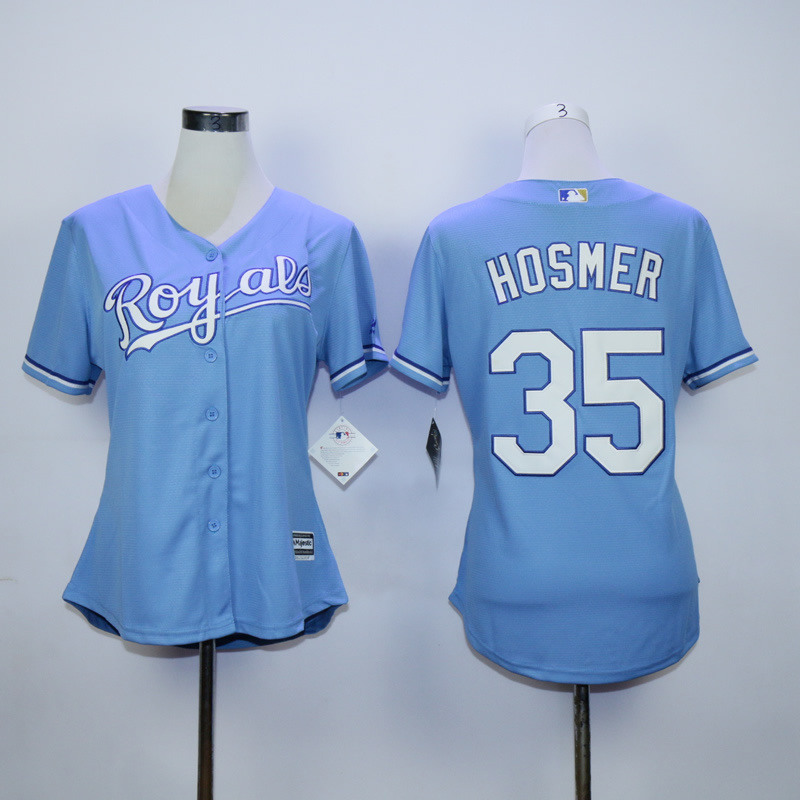 Women Kansas City Royals 35 Hosmer Light Blue MLB Jerseys